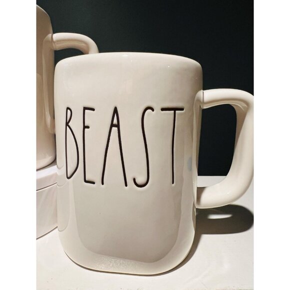 Rae Dunn “Beauty” & “Beast” Mug Set–Couple Mugs 16 oz | Like New|Farmhouse Decor - Picture 3 of 9